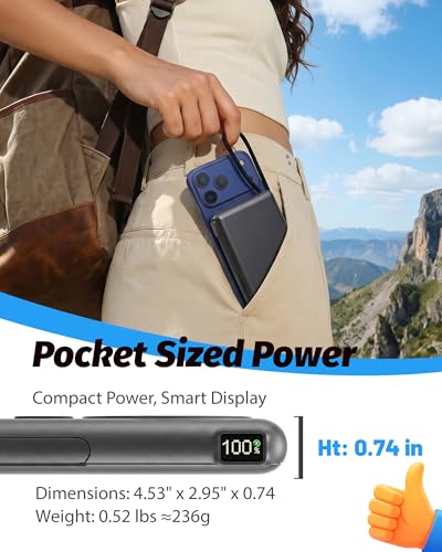 Tmtopebo Qi2 Certified Fast Wireless Charger 10000mAh Semi-Solid Power Bank