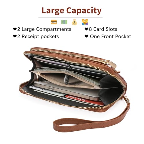 GOIACII Phone Purse Crossbody Bags for Women Small Travel Wallet Touch Screen RFID Blocking - color: A03 Brown