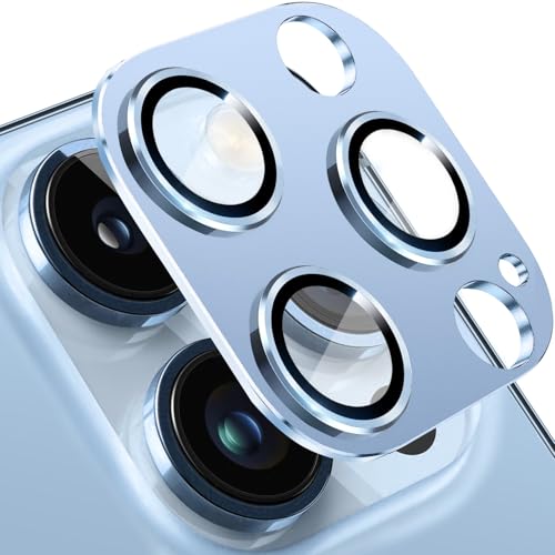 for iPhone 13 Pro and iPhone 13 Pro Max Camera Lens Protector, Anti-Scratch Tempered Glass Camera Screen Protector Shockproof Full Protective Camera Cover Case Friendly Lens Cover-Sierra Blue - color: Sierra Blue Glossy, size: for iPhone 13 Pro / 13 Pro M