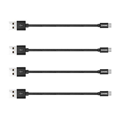 COSOOS 4 Short USB Type C Cables (9in/23cm) Nylon Braided Fast Charge & Sync USB C to USB 3.0 Cables for iPhone 16, 15, Samsung Galaxy S23 S22 S21 Note 10, Google Pixel,LG V20 G6, Charging Station