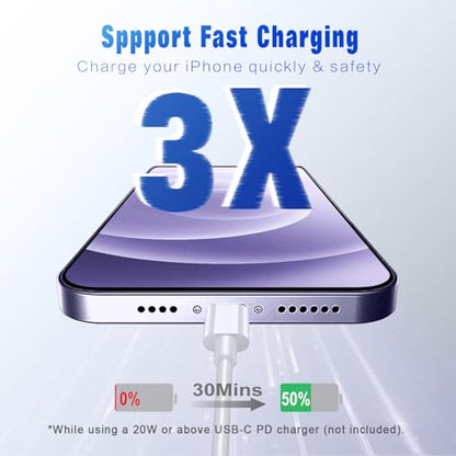 APFEN USB C to Lightning Cable 2Pack 6FT MFi Certified,White - size: 2Pack-6FT