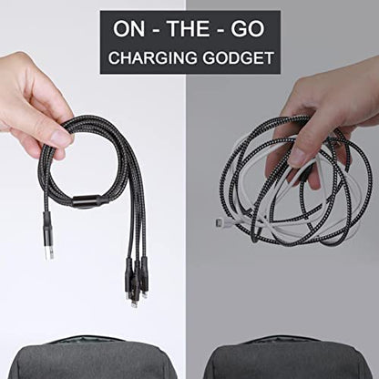 Multi USB Charger Cable 2Pack [4A,10ft ] 4 in 1 USB Fast Charging Cable with IP/Type C/Micro USB Ports Adapter for Phone 17/16/15/14/13/12/11/X/8/7/6/Samsung/Pixel/HTC/LG/Huawei/Sony/Tablets.