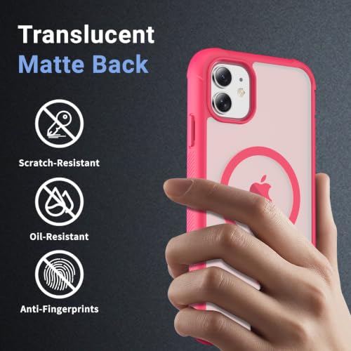 jaroco Magnetic for iPhone 11 Case Heavy Duty Protection Rose | Compatible with MagSafe,Military Grade Drop Protection,Translucent Matte,Non-Slip,Shockproof 2-Layer Durable Bumper Case - color: Rose, size: iPhone 11