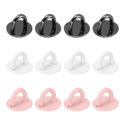 12Pcs Phone Ring Holder (0.7 Inch) - Adhesive Round Shaped Phone Finger Grip Hook Smartphones Keychain Ring Charm Loop for DIY Tablet Case Accessories, Black/White/Pink - color: Black/White/Pink