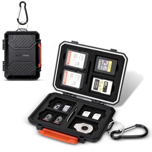 Kiorafoto 18 Slot Memory Card Holder for 8 SD & 4 TF & & 4 CFA & 2 Nano SIM - size: For 8 SD+4 TF+4 CFA+2 Nano SIM(BLACK)