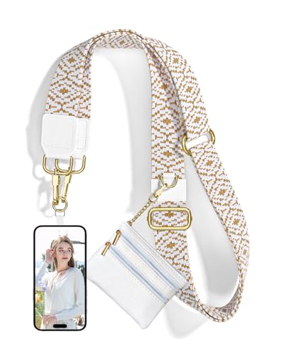Nipichsha Crossbody Phone Strap with Wallet, Clip and Go Strap for Phone - color: Minimalist Geometry