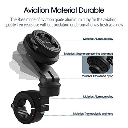 Motorcycle Phone Mount,Bike Cell Phone Holder with Vibration Dampener module,Out Front Bicycle Handlebar Mount for Mountain Road EBike,Scooter,Moto,MTB【Series C - 2nd Gen】Angle Adjustment Edition - color: 【Vibration Dampener】Handlebar Mount Pro-Black