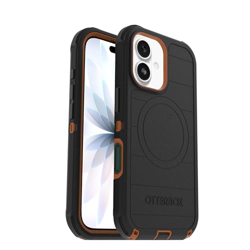 OtterBox iPhone 17 (Only) - Defender Series Case - Black Chateau (Black & Orange) - Snaps on MagSafe - Tough - Rugged & Durable - color: Black Chateau (Black & Orange), style: iPhone 17