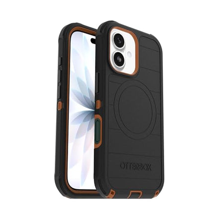 OtterBox iPhone 17 (Only) - Defender Series Case - Black Chateau (Black & Orange) - Snaps on MagSafe - Tough - Rugged & Durable - color: Black Chateau (Black & Orange), style: iPhone 17