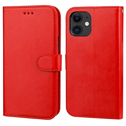 Bocasal Detachable Wallet Case Card Holder for iPhone 12/12 Pro, Red | Kickstand Card Slots Holder PU Leather Magnetic Shockproof Wrist Strap Removable Flip Protective Cover 6.1 inch - color: Red
