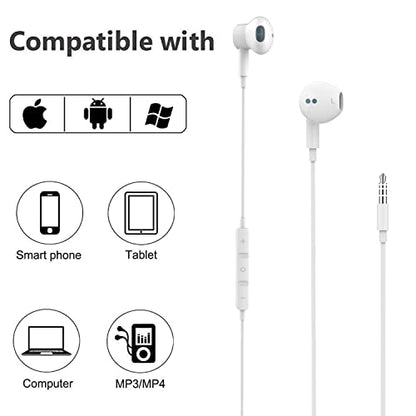 BENEWY in-Ear Headphones, 3.5mm Earphones Wired Earbuds with Microphone - color: White