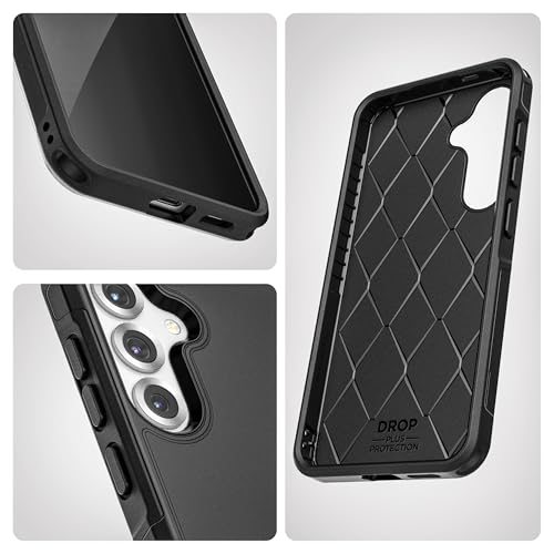 Encased Rugged Belt Case for Samsung Galaxy S25, Protective [Heavy Duty] Dual-Layer Shockproof Cover with Rotating Belt Clip Holster (Compatible with MagSafe), Black (S25) - size: S25