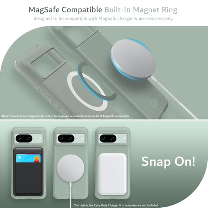 TUDIA MergeGrip [Magsafe Compatible] Designed for Google Pixel 8 Case (2023) - Dual Layer [Military Grade] Shockproof Slim Rugged Tough Heavy Duty Phone Cases - Green Lily - color: Green Lily, size: Magnetic Pixel 8