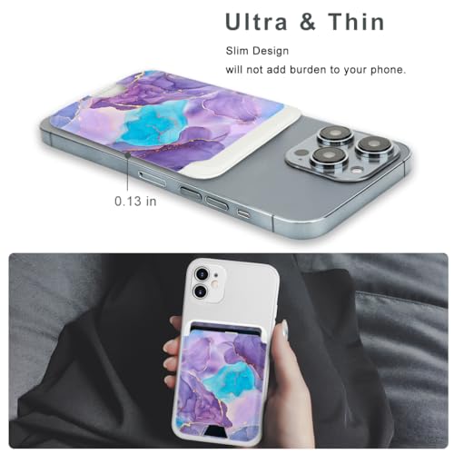 for MagSafe Wallet,Magnetic Card Holder for Phone Case - color: Purple Blue Marble