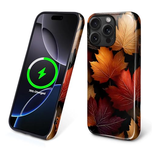 Magnetic Phone Case for iPhone 14 Pro,Compatible with MagSafe,Durable 2 Layers Full Covered Shockproof Protective Cover-Autumn Maple Leaves - color: Autumn Maple Leaves, size: iPhone 14 Pro