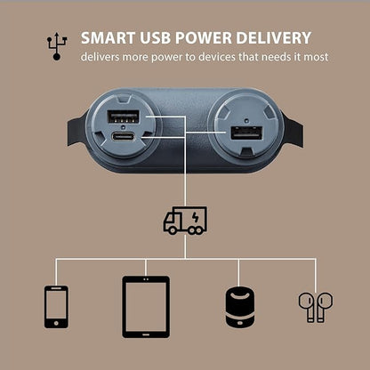 NESTOUT Rugged Power Bank, 15000mAh Outdoor Charger, 32W USB C Fast Charging PD, Waterproof IP67, Heavy Duty Shockproof, Tactical Battery Pack for iPhone Tablet Hiking Camping Survival (Gray) - color: Gray Blue