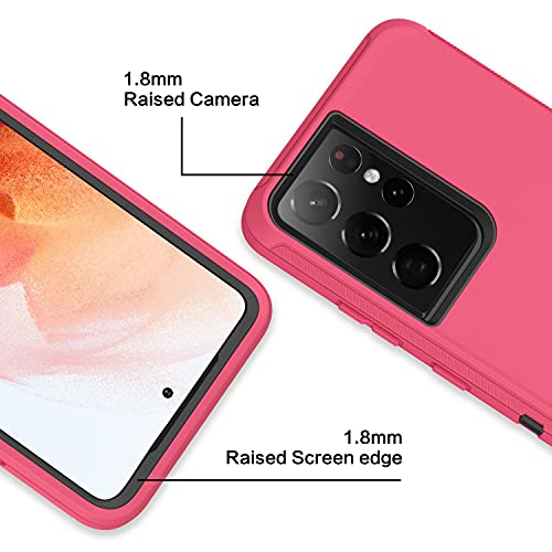 MXX Case Compatible with Galaxy S21 Ultra Case, 3-Layer Super Full Heavy Duty Body Bumper Cover/Shock Protection/Dust Proof, Designed for Samsung Galaxy S21 Ultra 5G 6.8 Inch 2021 (Pink/Black) - color: Pink/Black