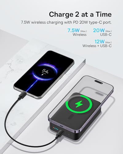 Baseus Magsafe Battery Pack 20000mAh Wireless Portable Charger,PD 20W USB C Fast Charging Battery Pack, Compatible with iPhone 17/16/15/14/13/12 Series, Black