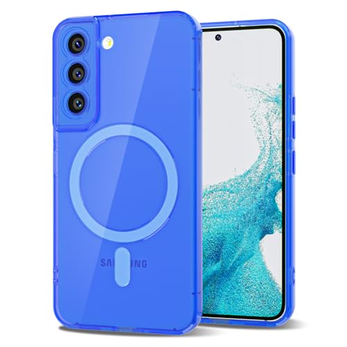 Svanove for Samsung Galaxy S22 Clear Compatible with Magsafe Silicone, Bright Transparent Thin Magnetic Mag Safe Case Cute, Girly Aesthetic Slim Hard Camera Cover Protection, Fluorescent Neon Blue - color: Neon Blue, size: S22