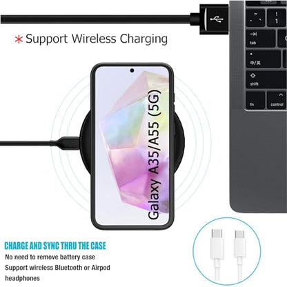 Battery Case for Galaxy A55/A35,Full Encircle[12000mAh]High Capacity Rechargeable Portable Charger Case Extended Battery Pack for Galaxy A55/A35(6.6inch)Wireless Charging Case with Carplay-Black - size: Galaxy A55/A35