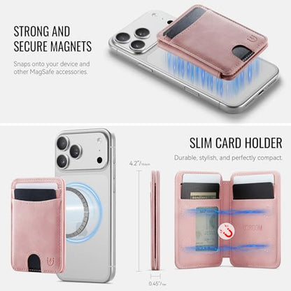 for Magsafe Wallet Magnetic RFID Blocking Card Holders, Rose Pink - color: Rose Pink