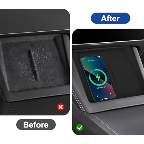Frani Wireless Charging Pad Cover for 24-27 Tesla Model 3 Highland - color: Black, size: Model 3 Highland 2024-2026