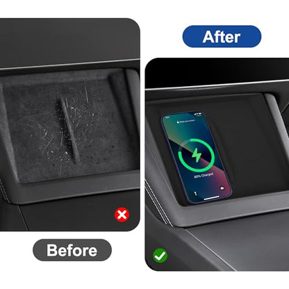 Frani Wireless Charging Pad Cover for 24-27 Tesla Model 3 Highland - color: Black, size: Model 3 Highland 2024-2026