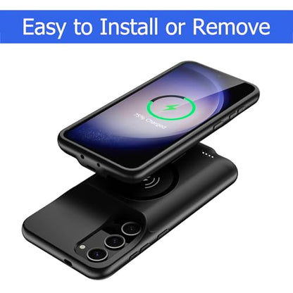 Battery Case for Galaxy S23 Plus, [12000mAh] Slim Rechargeable Smart Extended Charging Case Compatible with Galaxy S23 Plus(6.6 inch) Backup Power Battery Pack Charger Cover-Black - size: Galaxy S23 Plus