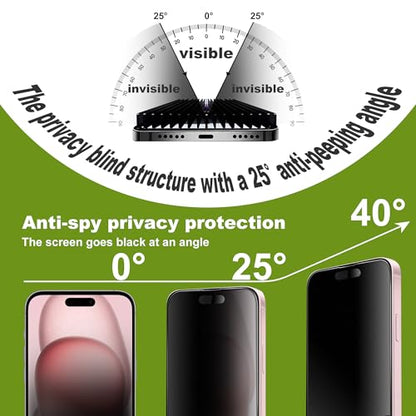 2 Pack Matte Privacy Screen Protector for iPhone 16/15/14 Pro 6.1",Anti-Glare Anti-Spy Scratch Resistant Tempered Glass Film,Smooth Responsive Touch Anti-Scratch Glass，Easy to Install - size: for iPhone 14 Pro / 16 / 15