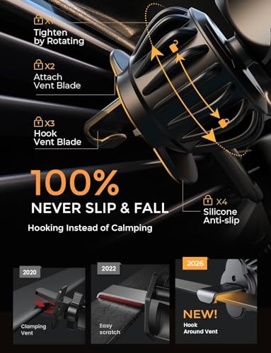 AINOPE Car Vent Phone Mount, Gravity Phone Holder Car, 2 Pack - color: Black for 2 Pack