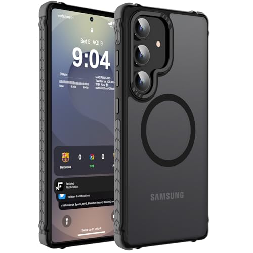 DEERLAMN Strong Magnetic Case for Samsung Galaxy S24/S25 6.2-Inch,[Compatible with Magsafe][Military Grade Drop Protection] Translucent Matte Shockproof Protective Phone Cover, Frosted Black - color: Black, size: For Samsung Galaxy S25-6.2 Inch