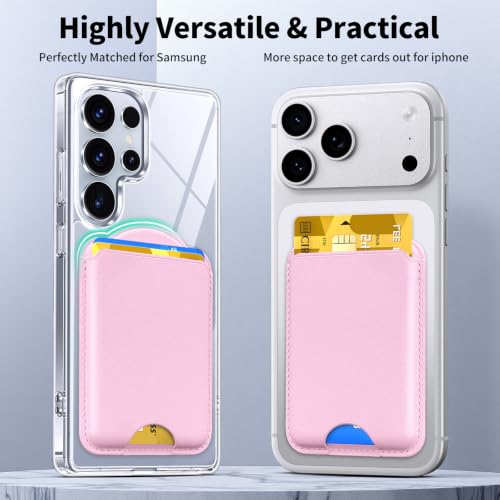 Magnetic Wallet for Samsung & iPhone with Magsafe Case, Pink - color: Pink