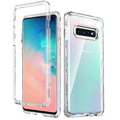 KIOMY Clear Case for Samsung Galaxy S10+ / S10 Plus, 3 in 1 Shockproof Bumper Protective Phone Cover, Hybrid Design Hard PC Shell + Front Cover + Flexible TPU Bumper - color: Front Frame Included