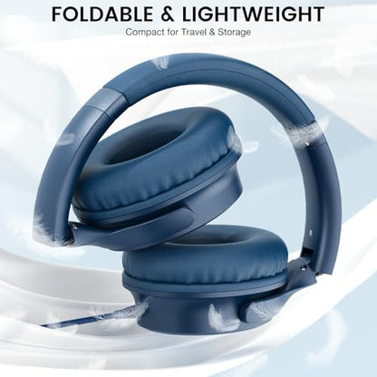 USB C Wired Over-Ear Headphones with Microphone - color: Blue