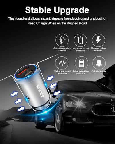 Car Port Charger For iPhone 17e 17 Pro Max Usb C Cigarette Lighter Adapter - color: Silver
