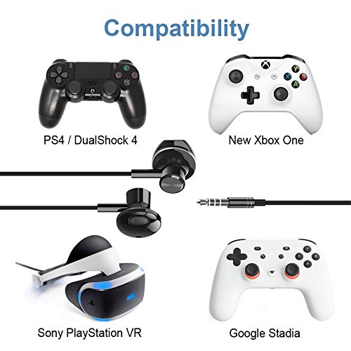 GEEKRIA 3.5mm Gaming Earbuds with Mic & Volume Control for PS5 Xbox PC - color: Black