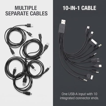 Black 10 in 1 Universal USB Cable, Multiple Universal Charging Cable for Cell Phones Blutooth Earphone Speaker Adapter Cable, 20cm Data Cable，Cables and Interconnects，USB Cables