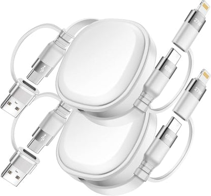 65W Fast Charging Retractable Cable, 5 in 1 Multi Charger for Car & Travel
