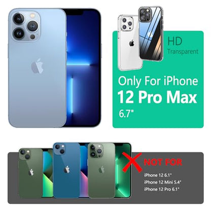 ONES for iPhone 12 Pro Max Clear Slim Hard Case Military Grade Protection [Shockproof Airbags] Raise Edges Protect Camera & Screen, [Anti Yellow & Slip] PC + TPU Hybrid Transparent Silicone Cover - color: HD Highly Clear, size: iPhone 12 Pro Max