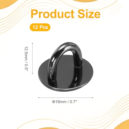 12Pcs Phone Ring Holder (0.7 Inch) - Adhesive Round Shaped Phone Finger Grip Hook Smartphones Keychain Ring Charm Loop for DIY Tablet Case Accessories, Black - color: Black