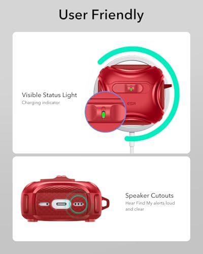 ESR for AirPods 5/4 Case, Compatible with MagSafe, Drop-Proof Lock, Red - color: Red, size: AirPods 5&4 Case