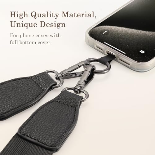 Diaclara Clip and Go Phone Lanyard for Women - Adjustable Crossbody Strap with Zipper Pouch & Leather Wallet - Valentine‘s Day Gift for Her, Mom, Girlfriend - Compatible with All Phones (Black) - color: Black