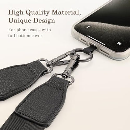 Diaclara Clip and Go Phone Lanyard for Women - Adjustable Crossbody Strap with Zipper Pouch & Leather Wallet - Valentine‘s Day Gift for Her, Mom, Girlfriend - Compatible with All Phones (Black) - color: Black