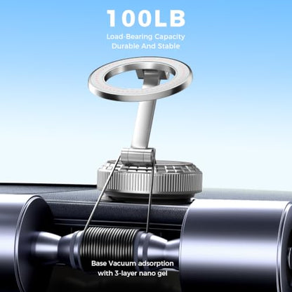 Metal Magnetic Car Phone Holder for Magsafe Phone, Silver - color: Silver