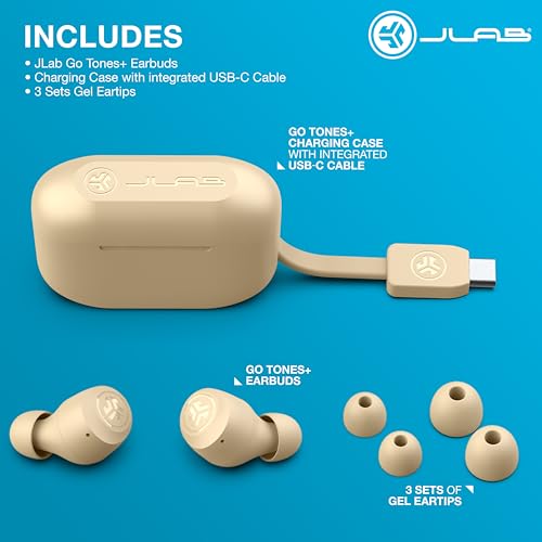 JLab Go Air Pop+ Tones True Wireless Earbuds, in Ear Headphones, Bluetooth Earphones, 35H Playtime Ear Buds, Bluetooth Earbuds with Microphone, USB-C Charging Case, Dual Connect, EQ3 Sound, (155 N) - color: G-155 N, style: Nude