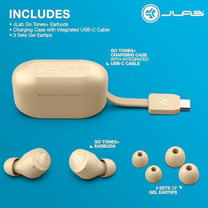 JLab Go Air Pop+ Tones True Wireless Earbuds, in Ear Headphones, Bluetooth Earphones, 35H Playtime Ear Buds, Bluetooth Earbuds with Microphone, USB-C Charging Case, Dual Connect, EQ3 Sound, (155 N) - color: G-155 N, style: Nude