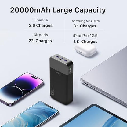 JUOVI Power Bank 35W 10000mAh Portable Charger Fast Charging - color: Green