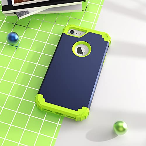 IDweel for iPhone 8 Case,for iPhone 7 Case with Screen Protector, 3 in 1 Shockproof Hybrid Heavy Duty Hard PC Cover Soft Silicone Sturdy Bumper Full Body Sturdy Case,Navy Blue/Grass Green - color: Navy Blue/Grass Green