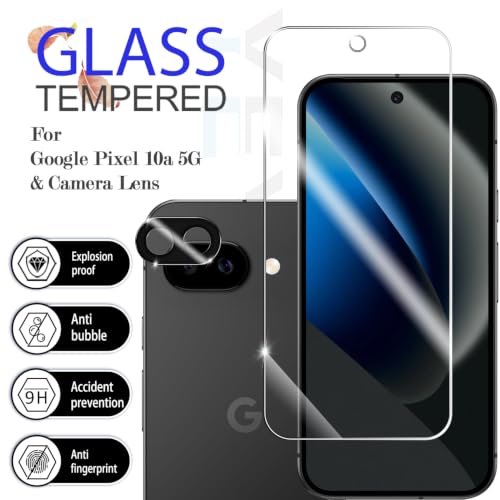 Tempered Glass Screen & Lens Protector 2+2 Pack for Google Pixel 10A - size: Google Pixel 10A