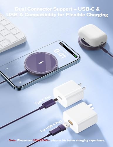 Magsafe Charger Magnetic Wireless Charge iPhone: Strong Magnet Charging Pad - color: Purple